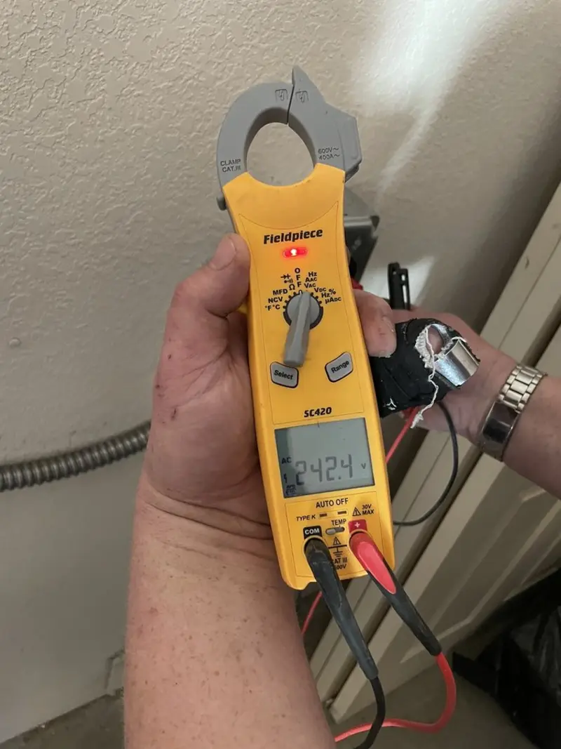 Voltage testing with clamp meter during Electrical Installation Services in Rosemead